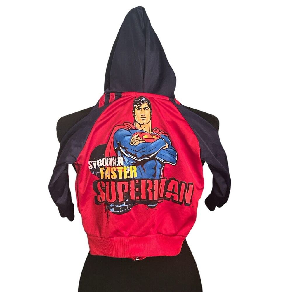 SUPERMAN Hoodie Coat Jacket Size 2T MARVEL DC Comic "Stronger Faster Superman" - Picture 3 of 5
